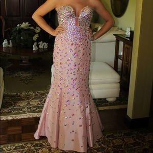 Jovani Pink Strapless Mermaid Prom Dress